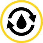 Icon of blood droplet surrounded by two circular arrows