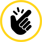 Icon of hand with pointed finger to indicate snapping fingers and quickness