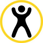 Icon of person with arms raised and legs spread apart