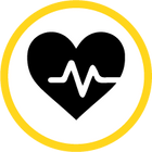 Icon of heart with a heart rate design in the middle