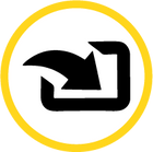 Icon of large curved arrow going inside a rectangle to show storage space