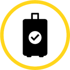 Icon of travel bag with a checkmark in the middle
